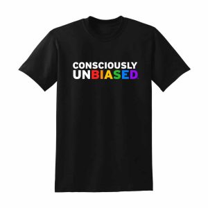 Consciously Unbiased Black Unisex T-Shirt  in Rainbow