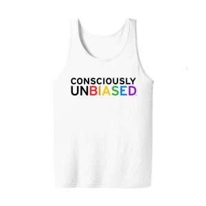 Consciously Unbiased White Unisex Tank Top in Rainbow